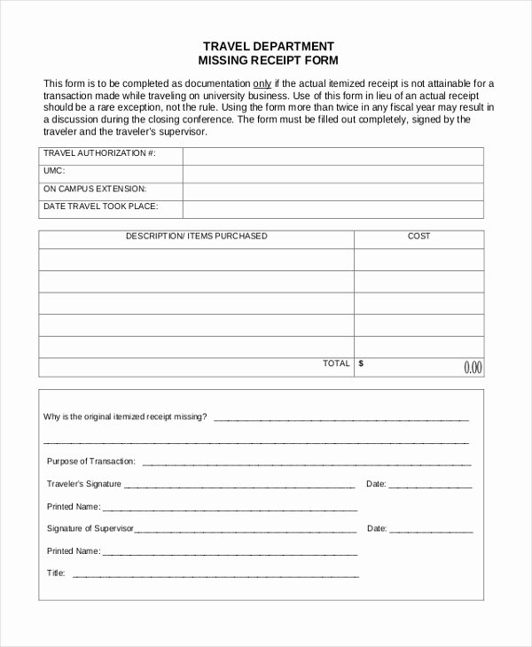 Lost Receipt form Template Best Of Sample Missing Receipt form 10 Free Documents In Word