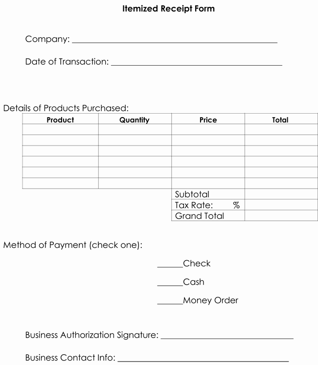 Lost Receipt form Template Elegant Itemized Receipt Template 10 Samples &amp; formats for Word