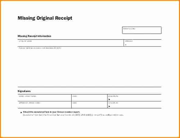 Lost Receipt form Template Lovely 6 Missing Receipt form Template