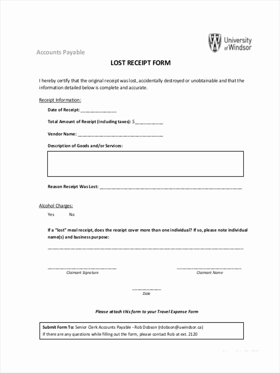 Lost Receipt form Template Unique Lost Receipt forms 6 Free Documents In Word Pdf