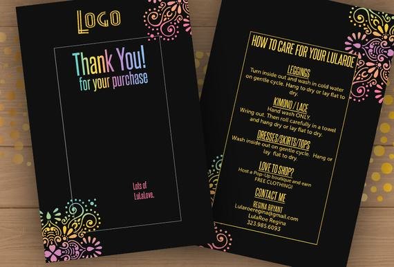 Lularoe Business Card Template Best Of 4x6 Lula Thank You Care Card Template Psd Editable Pdf