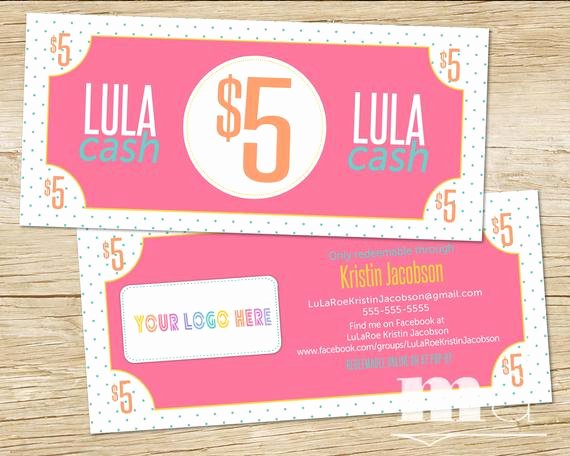 Lularoe Business Card Template New Small Business Coupon Lula Cash Moolah Money Bucks 5 10