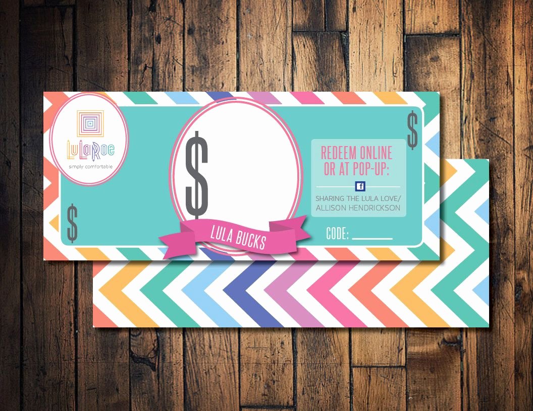 Lularoe Gift Certificate Template Beautiful Lula Roe Cash Lula Mula Lula Bucks Printable Lula Cash