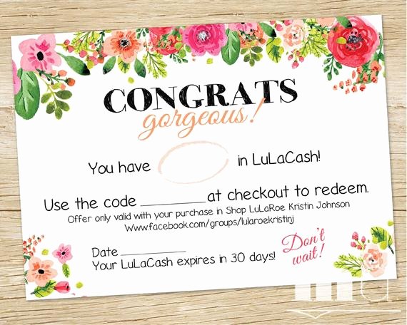 Lularoe Gift Certificate Template Elegant Cash Coupon Lulacash Moolah Roe Bucks Printable Dollar