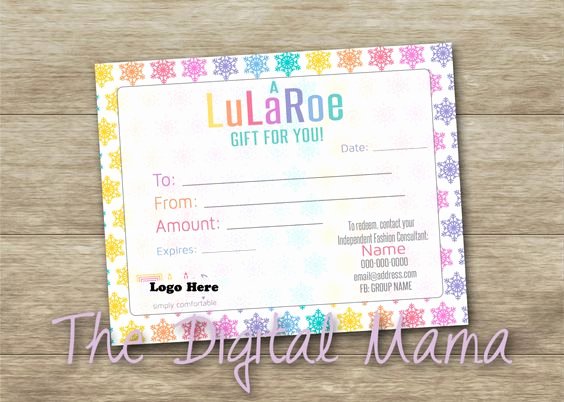 Lularoe Gift Certificate Template Fresh Lularoe Snowflake Gift Certificate Lularoe Holiday Gift