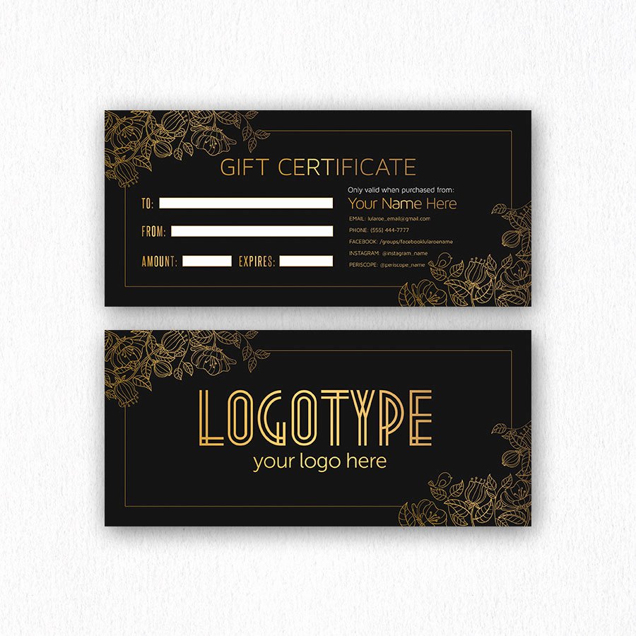 Lularoe Gift Certificate Template Lovely Elegant Golden Lularoe Gift Certificate Cutergb