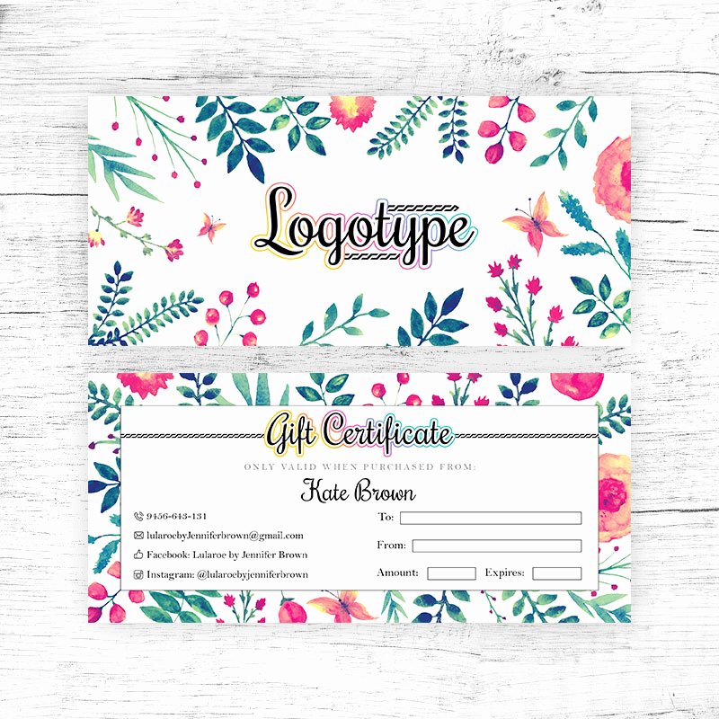 Lularoe Gift Certificate Template Luxury Floral Lularoe Gift Certificate Cutergb Printable