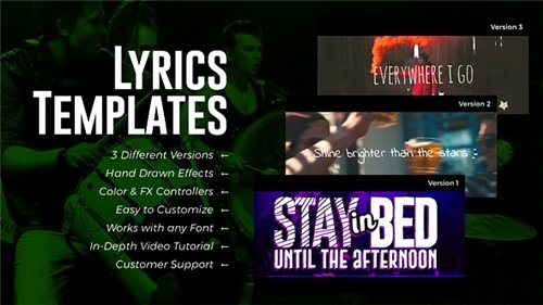Lyric Video after Effects Fresh Lyrics Templates 3 Versions after Effects Project