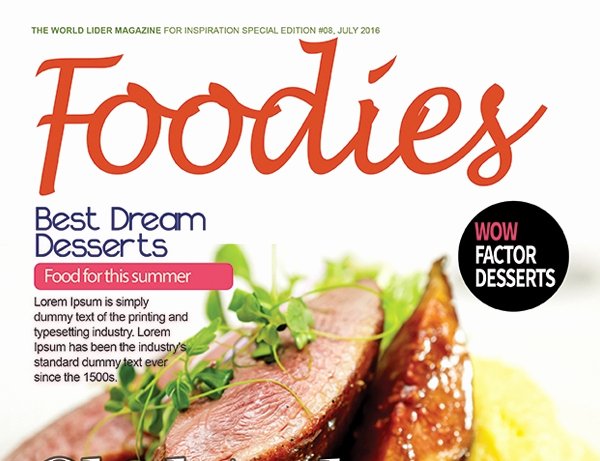 Magazine Cover Templates Psd New Food Magazine Cover Psd Template – Graphicloads