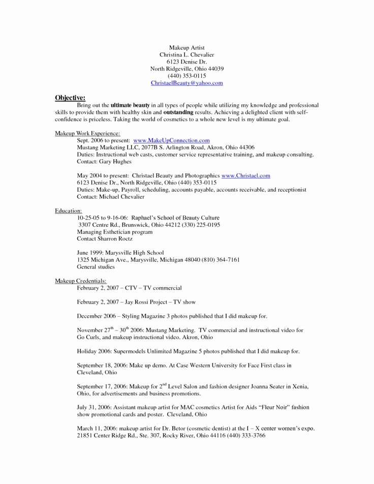 Makeup Artist Bio Examples Awesome 10 Makeup Artist Resume Examples Sample Resumes