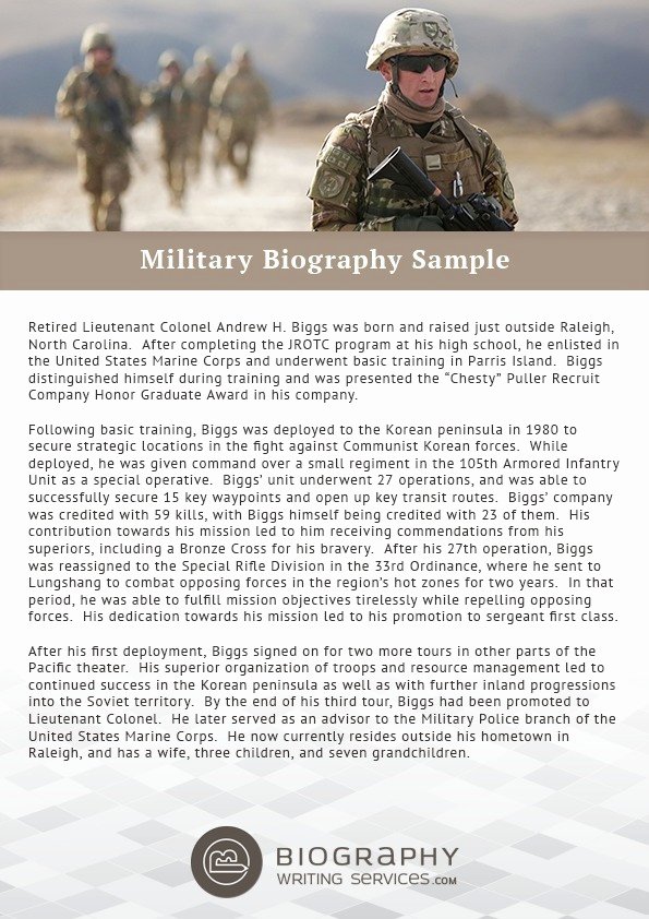 Makeup Artist Bio Sample New Military Biography Sample