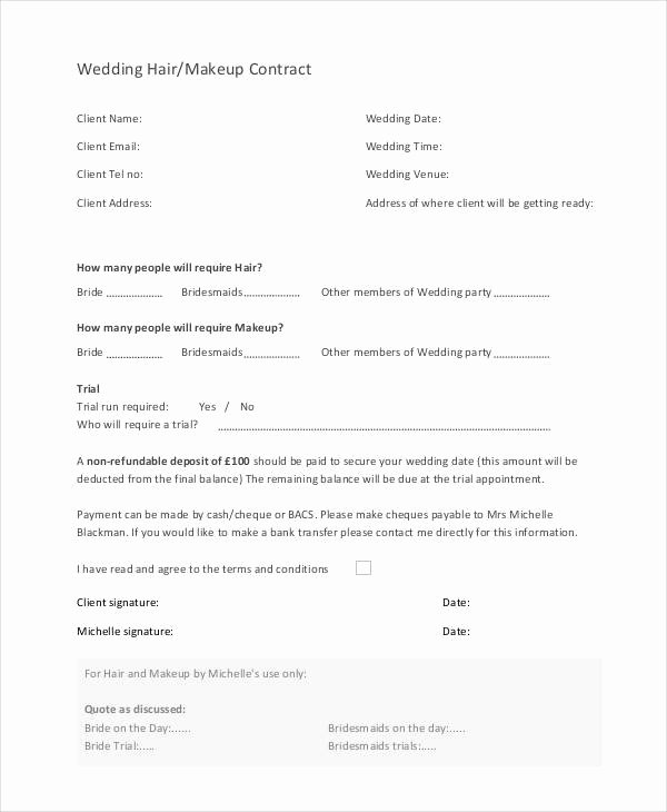 Makeup Contract Templates Best Of 9 Wedding Contract Samples Pdf Word Google Docs