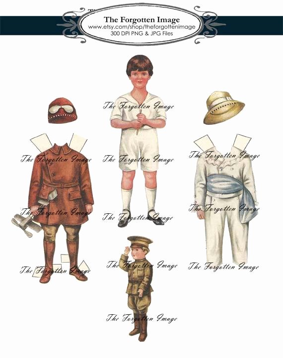 Male Paper Doll Elegant Digital Paper Doll Vintage Boy Paper Doll Printable Paper