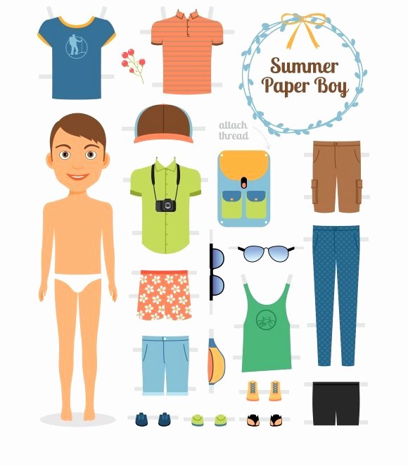 Male Paper Doll Inspirational Paper Doll Boy In Summer Clothes Illustrations