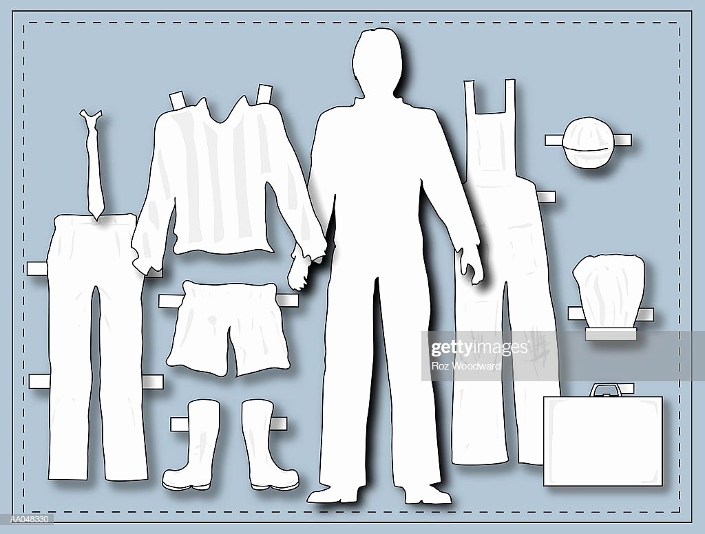 Male Paper Doll New Male Paper Doll with Occupational Clothing Stock