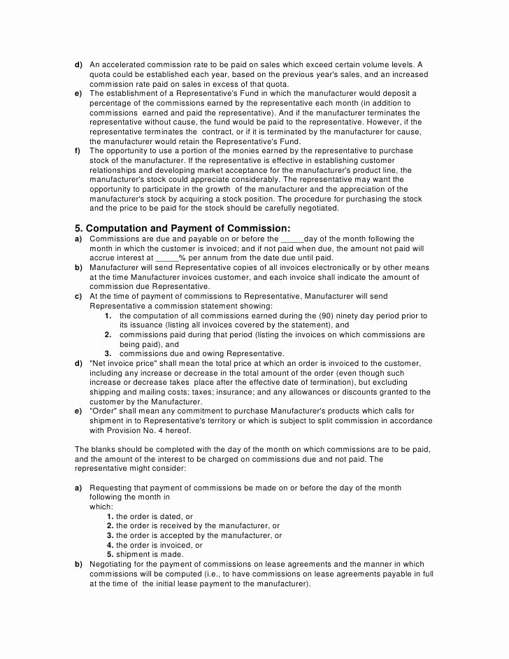 Manufacturers Rep Agreement Sample Best Of Contracts