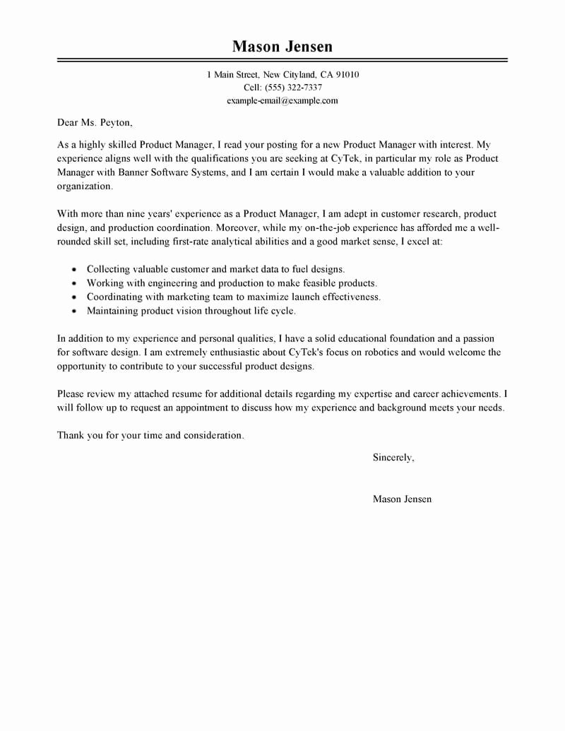 Marketing Coordinator Cover Letter Best Of Leading Professional Product Manager Cover Letter Examples
