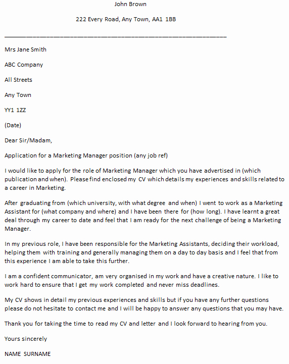 Marketing Coordinator Cover Letter Best Of Marketing Manager Cover Letter Example Icover