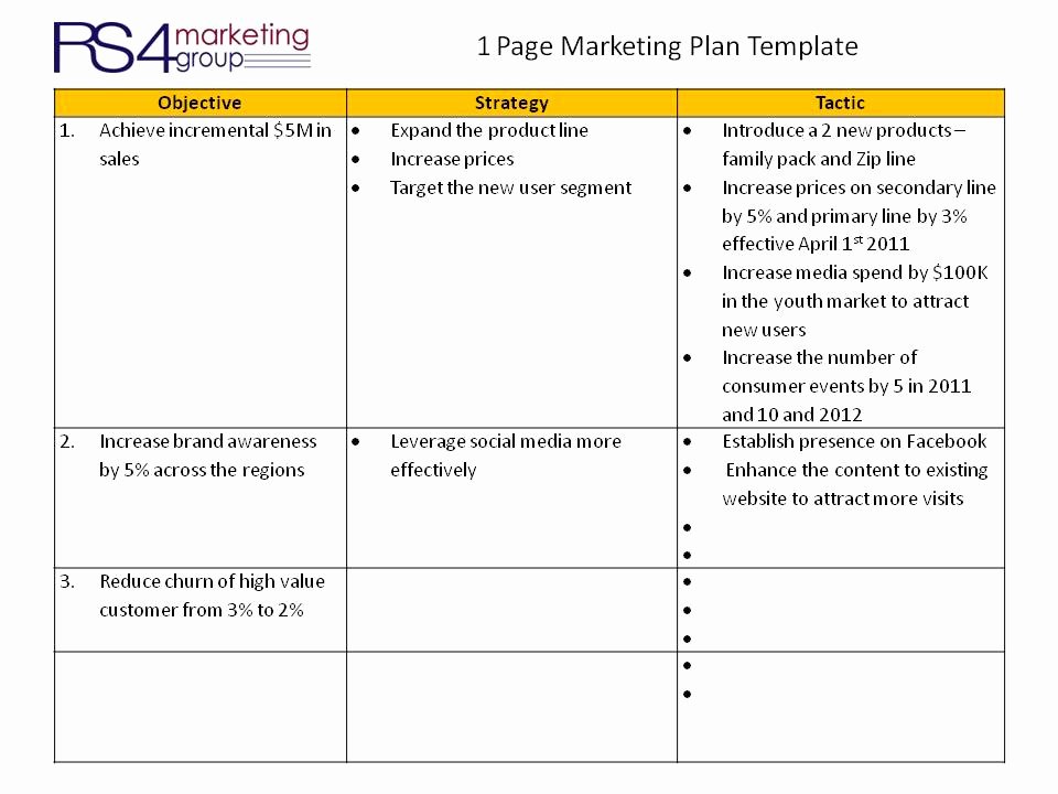 Marketing One Pager Template Unique E Page Marketing Plan Rs4