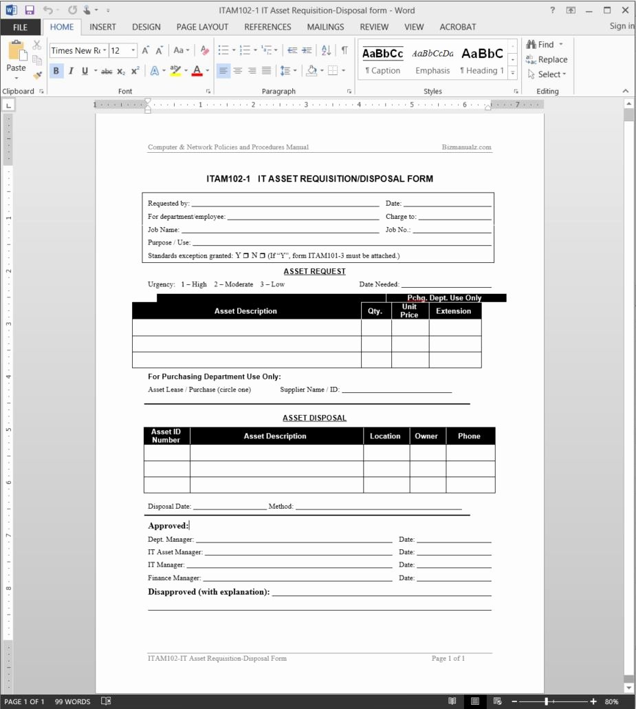 Marketing Project Request form Template Awesome It asset Requisition Disposal Request Template
