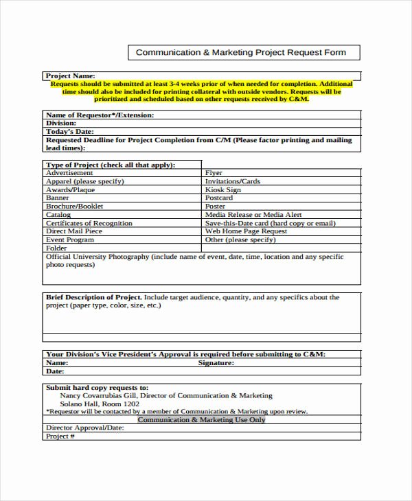 Marketing Project Request form Template Unique Request form Template