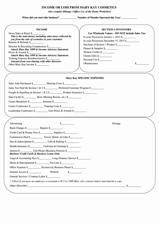 Mary Kay Customer Profile Template Elegant Mary Kay Independent Consultant Tax Worksheet Printable