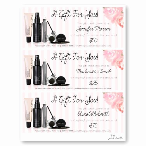 Mary Kay Customer Profile Template Inspirational Mary Kay Customizable Gift Certificate Edit the Name