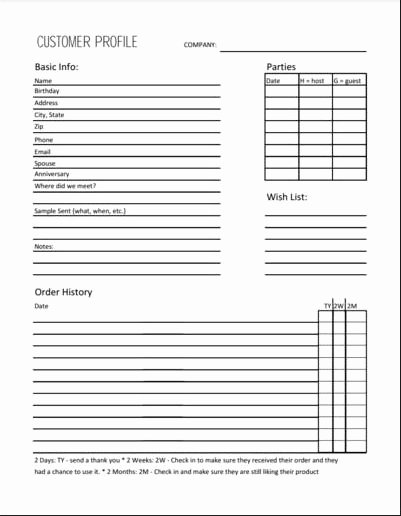 Mary Kay Customer Profile Template Luxury This Free Printable Will Help You Follow Up with Your
