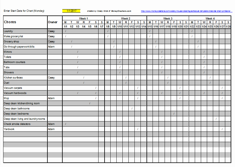 Master Schedule Template Awesome Cleaning Schedule Template 6 Free Templates Schedule