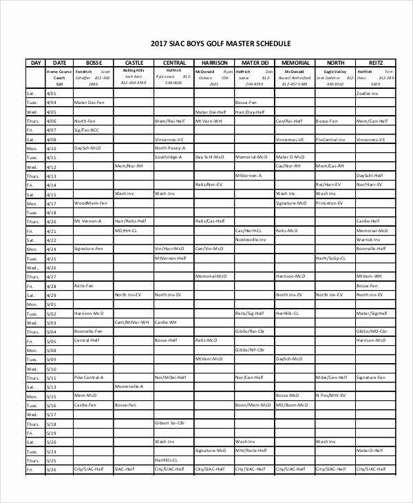 Master Schedule Template Beautiful Master Schedule Templates 11 Free Samples Examples