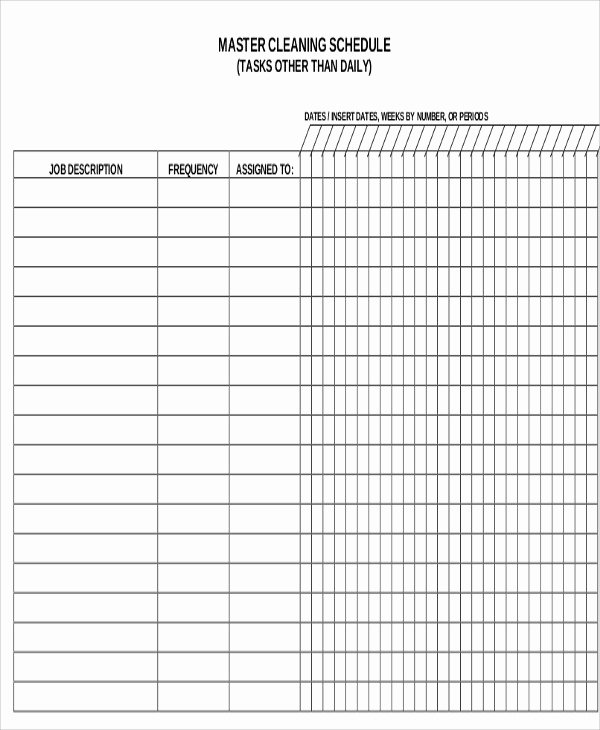 Master Schedule Template Elegant Master Sanitation Schedule Template Excel Kayskehauk