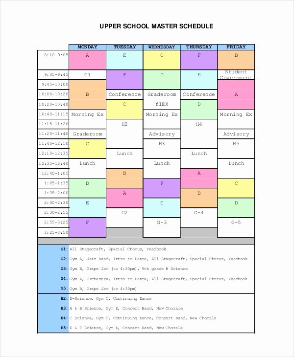Master Schedule Template Inspirational Master Schedule Template 11 Free Word Pdf Documents