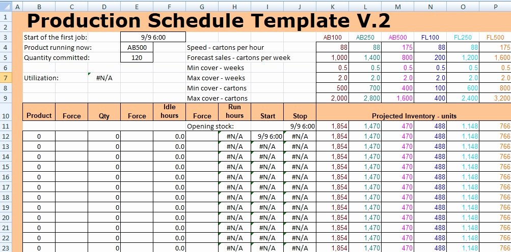 Master Schedule Template Lovely Production Schedule Template Excel