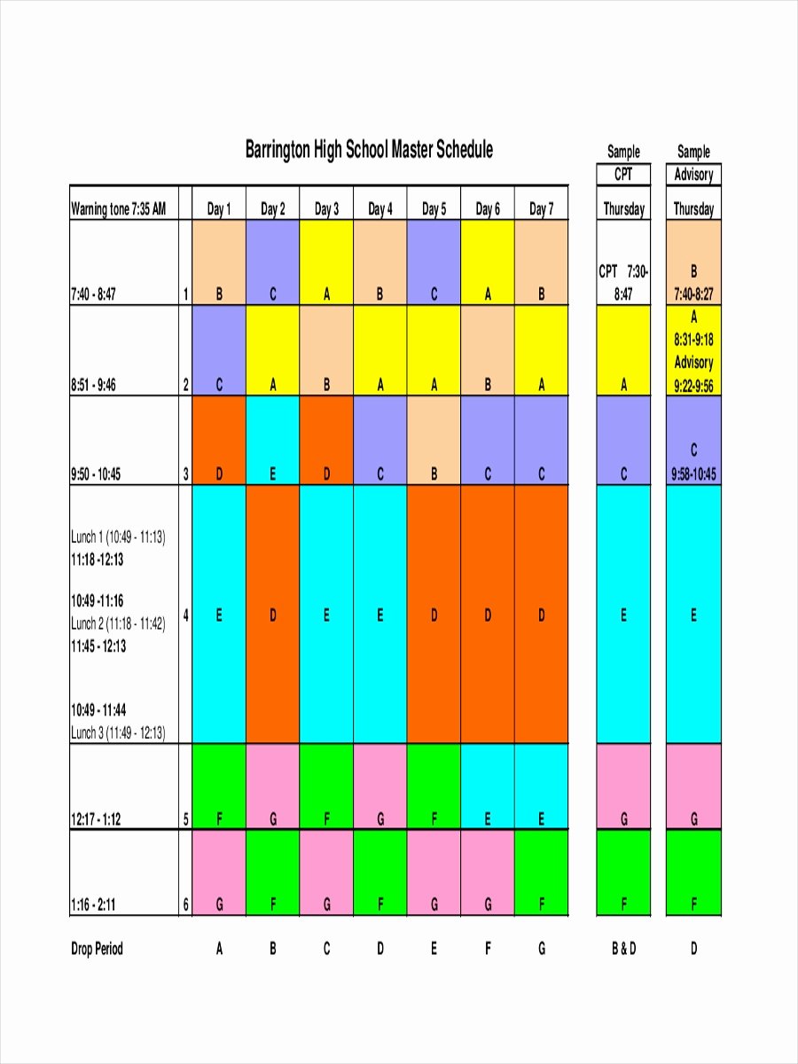 Master Schedule Template New 8 Master Schedule Examples &amp; Samples