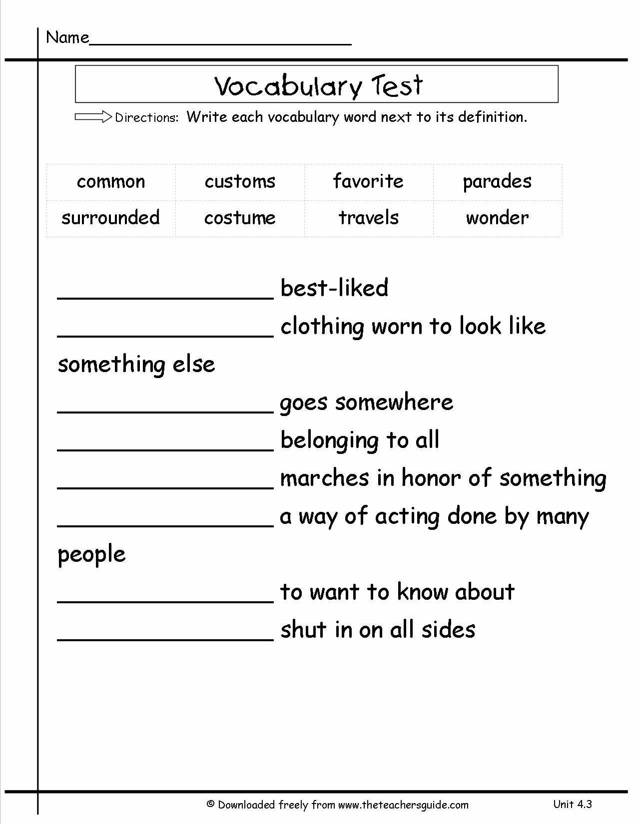 Matching Test Template Microsoft Word Lovely Wonders Second Grade Unit Four Week Three Printouts