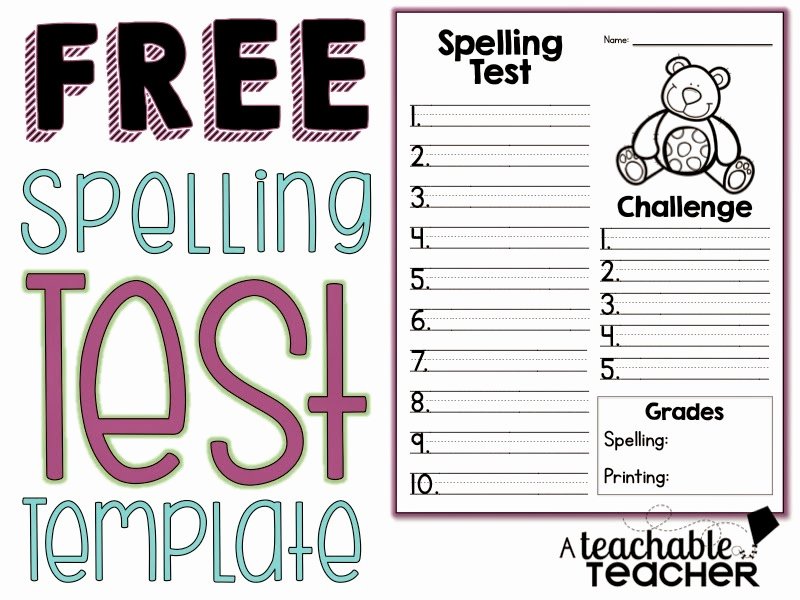 Matching Test Template Microsoft Word Luxury Spelling Test Freebie A Teachable Teacher