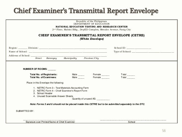 Material Transmittal form Inspirational 2014 Ncae Test Admin Guidelines Ms Dolly Pagatpatan