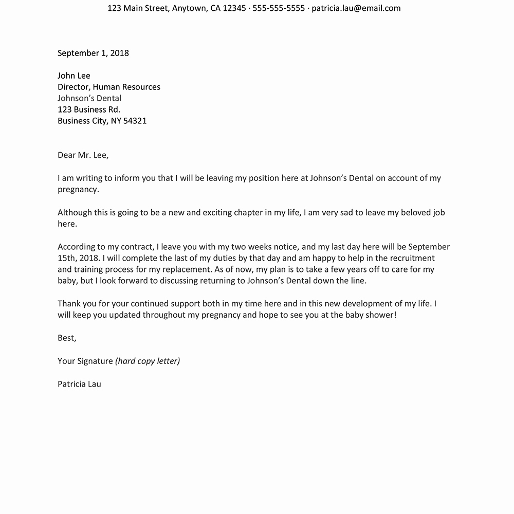 Maternity Leave Letter to Clients Inspirational 21 Resignation Letter Template with Reasons