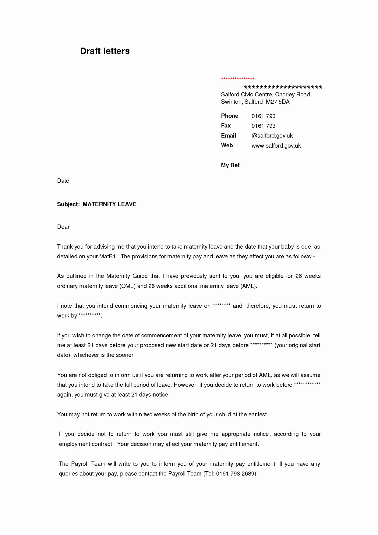 Maternity Leave Resignation Letter Awesome Resignation Letter after Maternity Leave with Holiday Pay