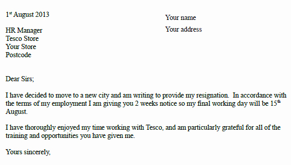Maternity Leave Resignation Letter Best Of Tesco Resignation Letter Example Resignletter