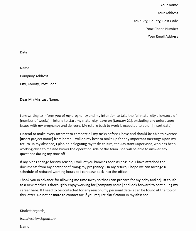 Maternity Leave Resignation Letter Fresh How to Write A Maternity Leave Letter with Samples