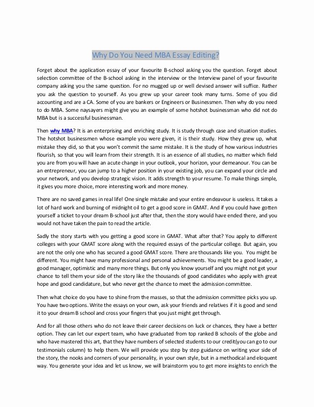 Mba Admission Essay Samples Pdf New why Do You Need Mba Essay Editing