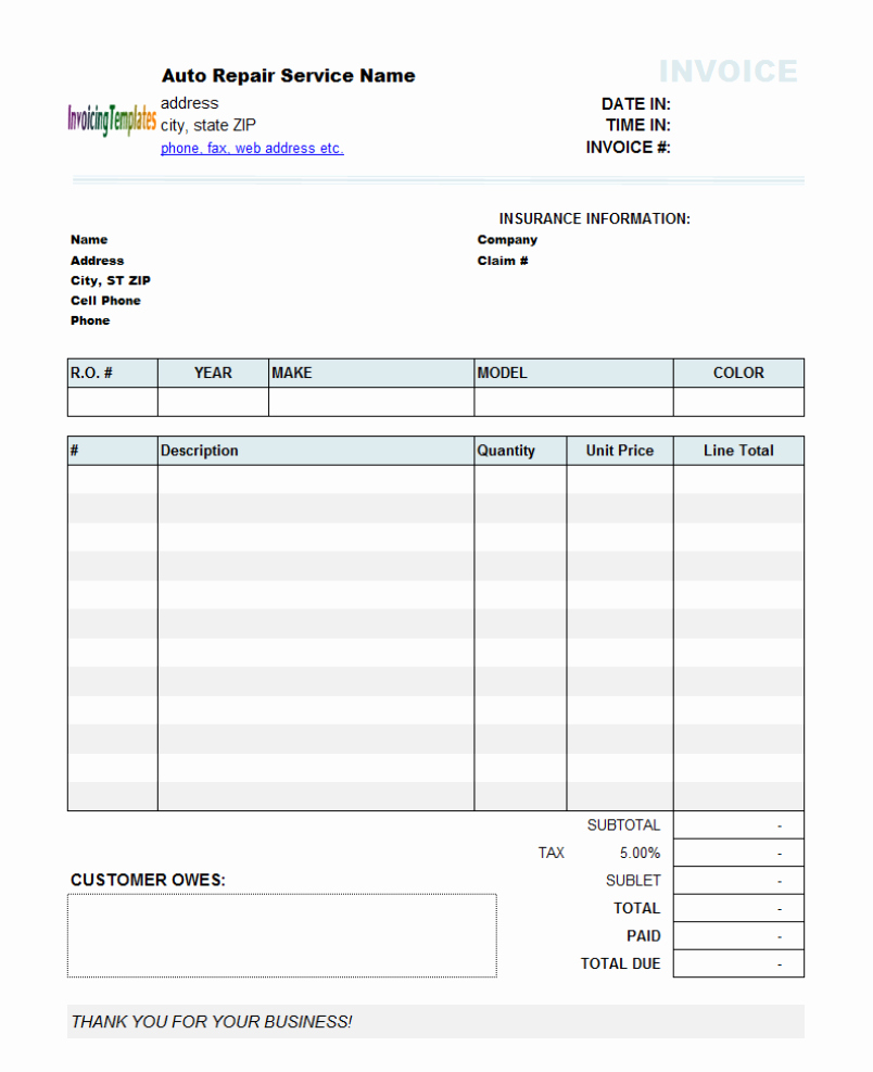 Mechanic Receipt Template Awesome Line Blank Invoice Template 10 Results Found Uniform