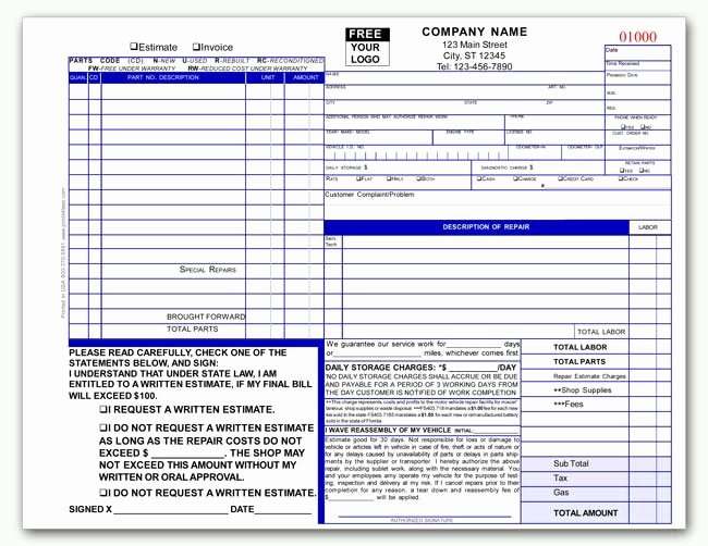 Mechanic Receipt Template Best Of Automotive Transmission Repair Invoice form