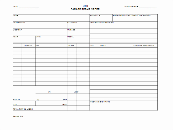 Mechanic Receipt Template Elegant 40 Blank Invoice Templates Free Word Excel Psd format