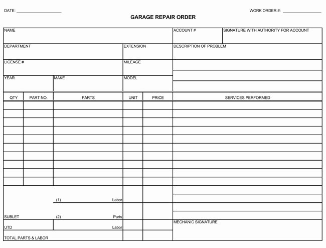 Mechanic Receipt Template New Auto Repair Invoice Templates 10 Printable and Fillable