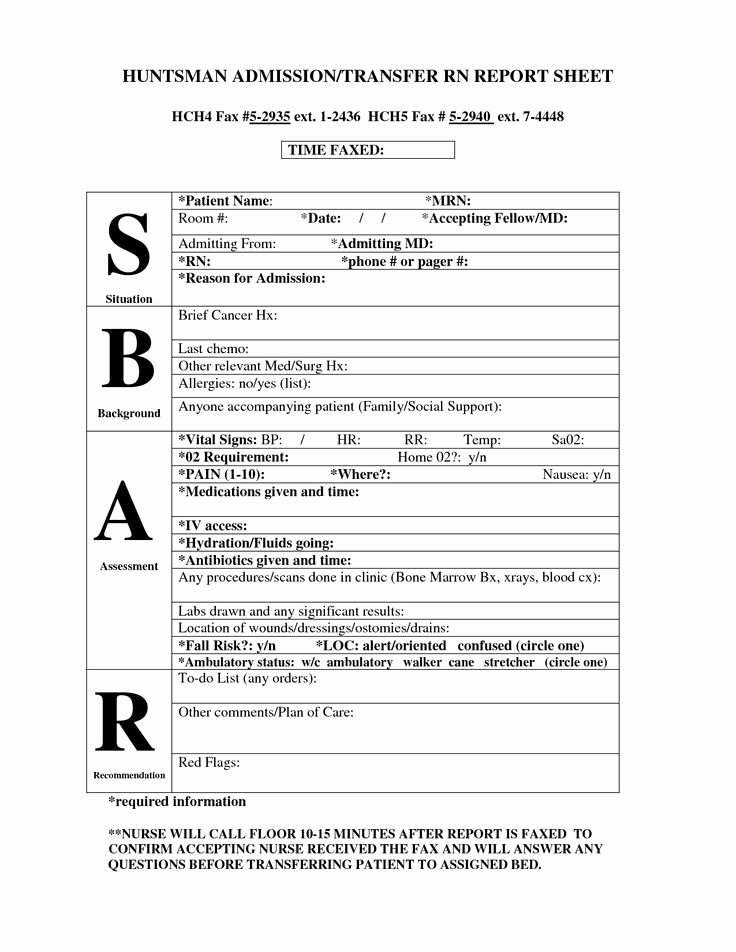 Med Surg Report Sheet Beautiful Image Result for Sbar Report Sheet for Nurses