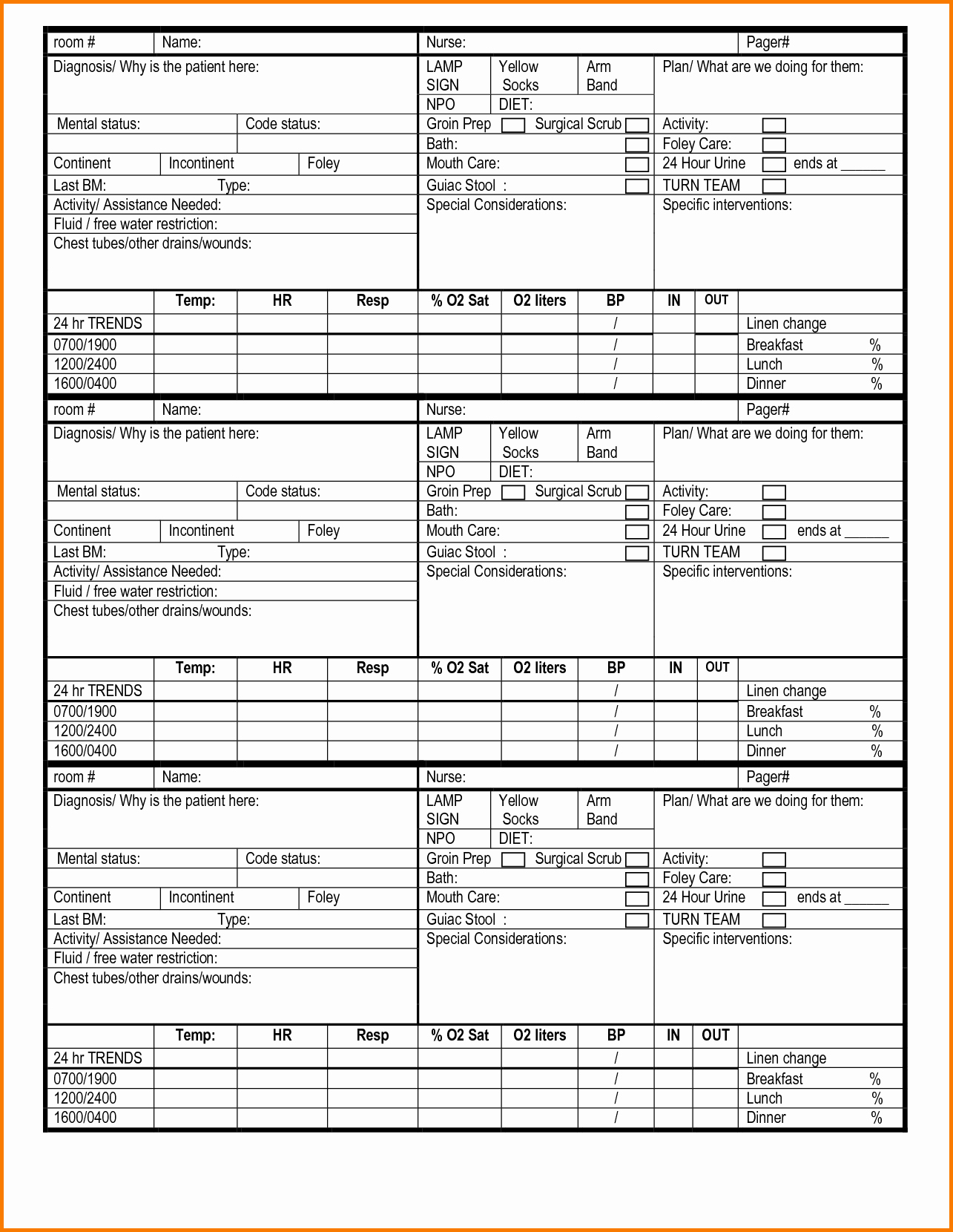 Med Surg Report Sheet Elegant Nurse Report Templates – Emmamcintyrephotography