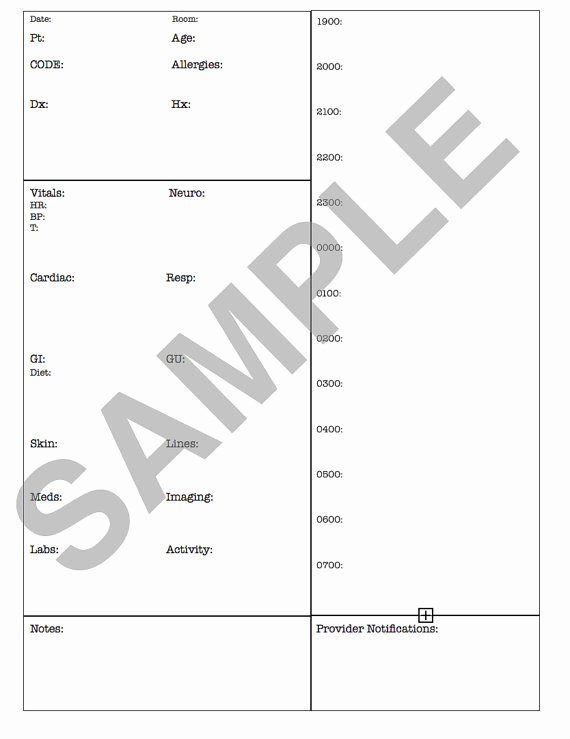 Med Surg Report Sheet Fresh Med Surg Report Sheet Nights 1900 0700