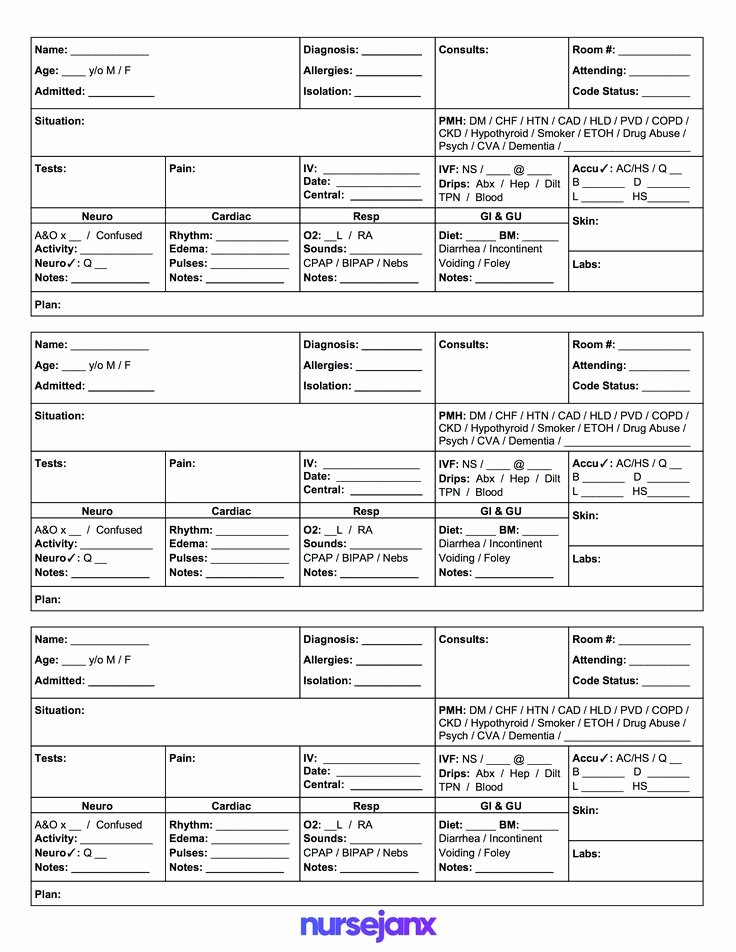 Med Surg Report Sheet Lovely Free Mini Sbar Nursing Report Sheet Sbar Brain Sheets